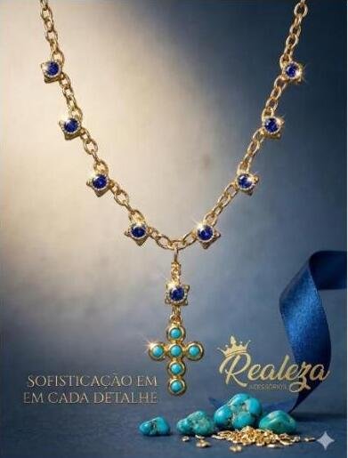 Colar Cravejado em Cristais Azul