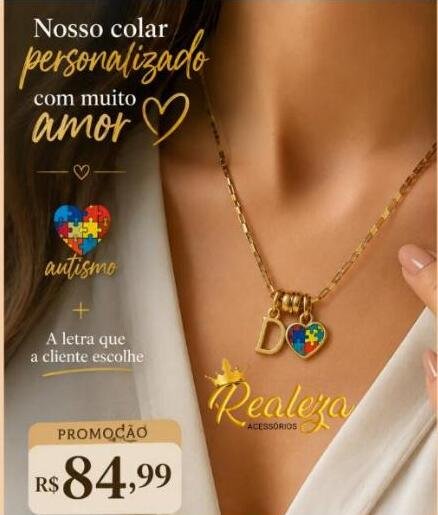 Colar Personalizado com Letra — Autismo