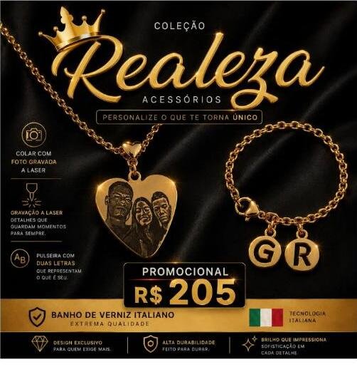 Conjunto Personalize Realeza — Colar com Fotogravação a Laser